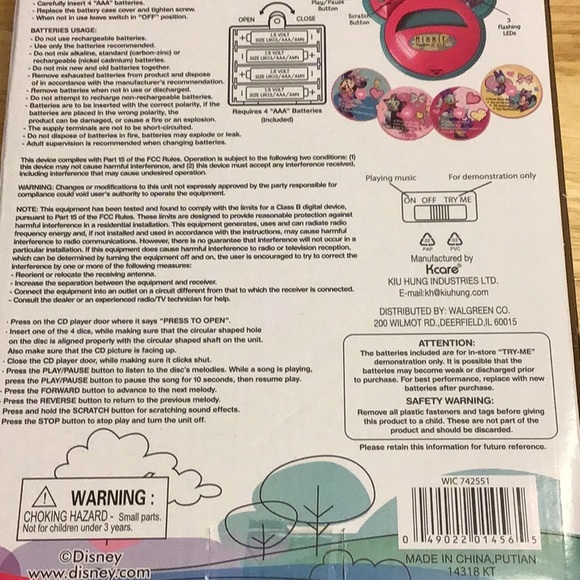 Minnie Mouse CD Player, NEW, 3+ ages - Picture 7 of 10